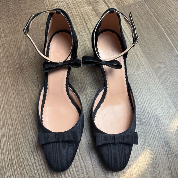 J. Crew | Millie Bow‎ Ankle Strap Heels in moiré - Picture 3 of 9